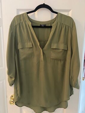 torrid Olive Split V-Neck Utility Blouse